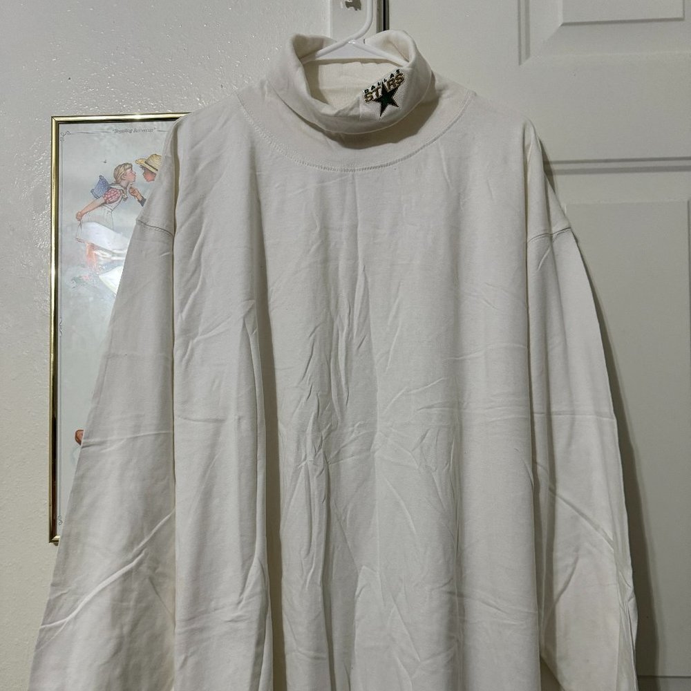 Men's Long Sleeve Turtle Neck Dallas Stars NHL White Shirts Size 2XL